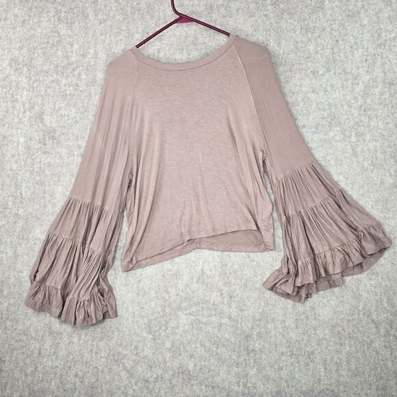 Womens S Blush Bell Sleeve Top Rayon/Spandex Small - Picture 1 of 7